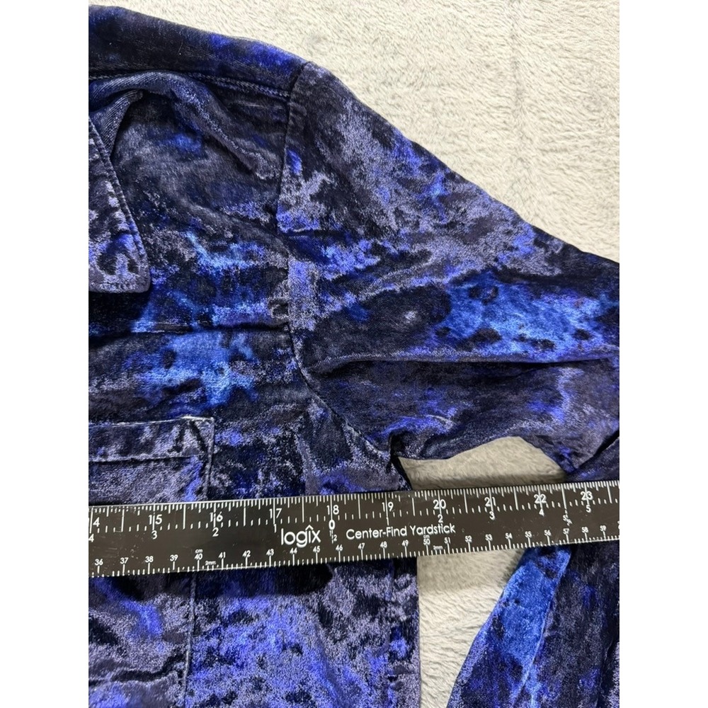 Pilcro Anthropologie Button Up Shirt Women US 6 Blue Velvet Abstract Top - Picture 7 of 12